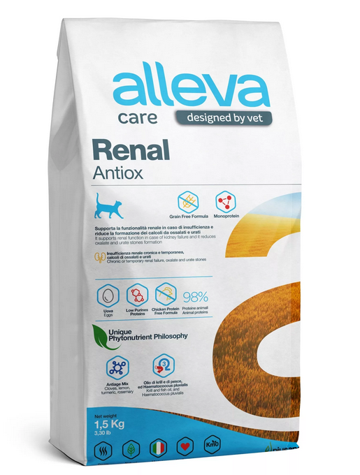 Alleva Care (Аллева Кэр) Renal Antiox Сухой лечебный корм для кошек при мочекаменной болезни МКБ 1,5 кг
