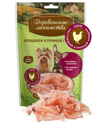 Деревенские лакомства для собак мелких пород Хрящики куриной грудки 30 г
