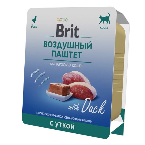 Brit Premium (Брит Премиум) Консервы для взрослых кошек с уткой воздушный паштет 100 г