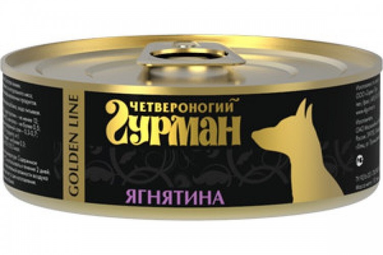 Четвероногий Гурман Golden line Консервы для собак с ягненком в желе 100 г