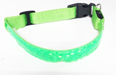 Meangood Ошейник светящийся нейлоновый размер M 40-48 см зеленый с блестками