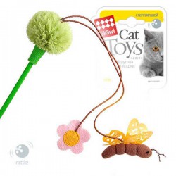 GiGwi - Игрушка для кошек "Дразнилка зеленая с пчелкой и цветочком"