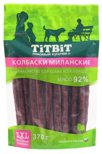 TiTBiT Лакомство для собак Колбаски Миланские XXL 370 г