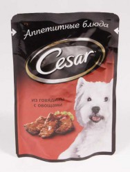 Cesar (Цезарь) Пауч для взрослых собак с говядиной и овощами в соусе 85 г