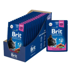 Brit Premium (Брит Премиум) Пауч для взрослых кошек с цыпленком и индейкой в соусе 85 г