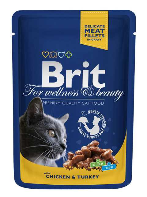 Brit Premium (Брит Премиум) Chicken&Turkey - Корм для кошек с Курицей и Индейкой (Пауч)