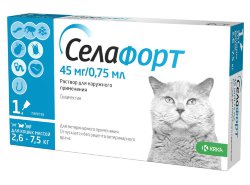 Селафорт 45 мг Капли на холку для кошек весом от 2,6 до 7,5 кг 1 пипетка