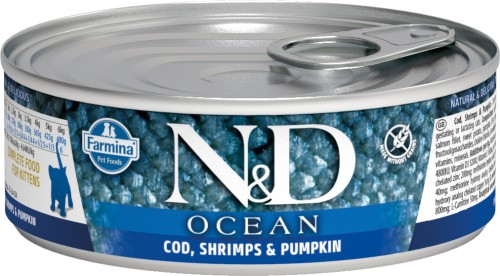 Farmina N&amp;D (Фармина НД) Ocean Консервы беззерновые для котят с треской, креветками и тыквой 80 г