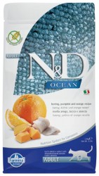 Farmina N&D (Фармина НД) Ocean Сухой беззерновой корм для взрослых кошек с сельдью, апельсином и тыквой 300 г