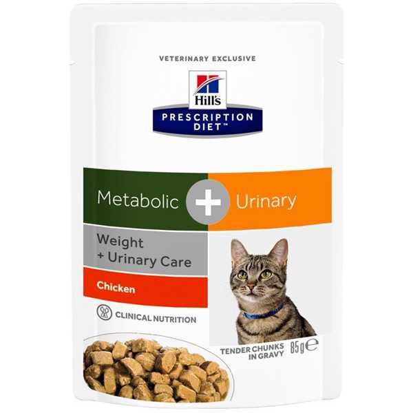 Hill's (Хиллс) Prescription Diet Metabolic/Urinary Stress Пауч лечебный для кошек для коррекции веса и профилактики МКБ 85 г