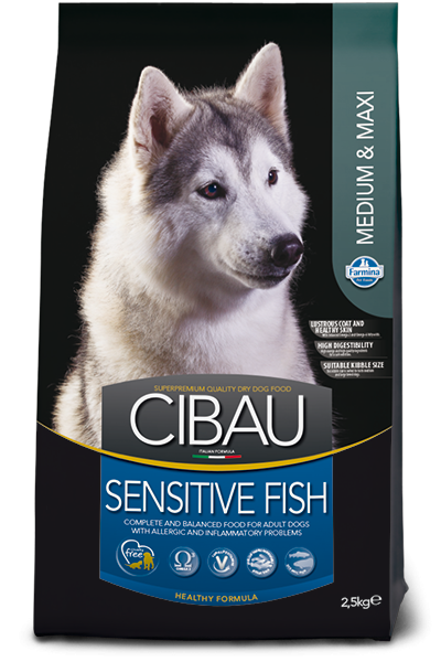 Cibau (Чибау) Medium & Maxi Sensitive Сухой корм для взрослых собак средних и крупных пород с чувствительным пищеварением с рыбой 2,5 кг