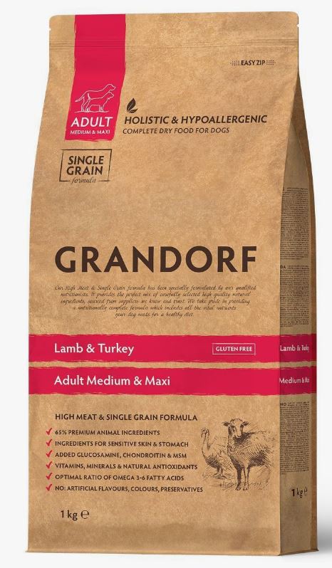 GRANDORF Dog Adult Medium &amp; Maxi Сухой корм для взрослых собак средних и крупных пород с ягненком и индейкой, 1 кг