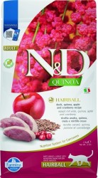 Farmina N&D (Фармина НД) Quinoa Hairball Сухой беззерновой корм для взрослых кошек для вывода шерсти из желудка с уткой, киноа и яблоками 1,5 кг