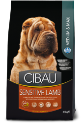 Cibau (Чибау) Medium & Maxi Sensitive Сухой корм для взрослых собак средних и крупных пород с чувствительным пищеварением с ягненком 2,5 кг