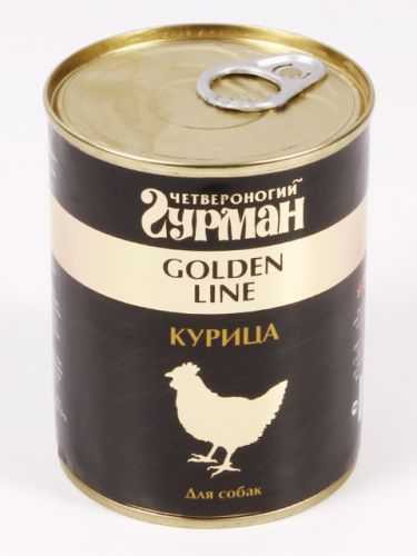 Четвероногий Гурман Golden line Консервы для собак с курицей в желе 340 г