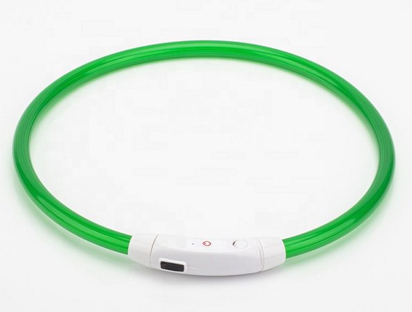 Ошейник светящийся для собак USB зеленый 30см