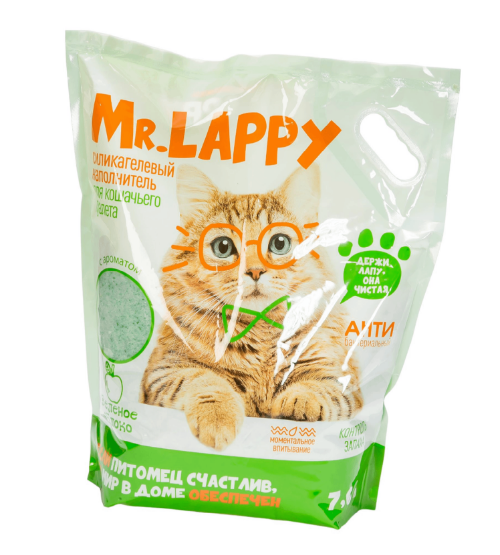 Mr Lappy Силикагелевый наполнитель Зеленое яблоко 3,8 л
