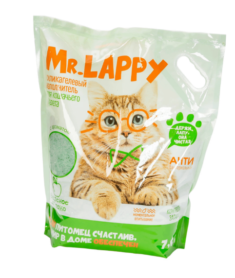 Mr Lappy Силикагелевый наполнитель Зеленое яблоко 3,8 л