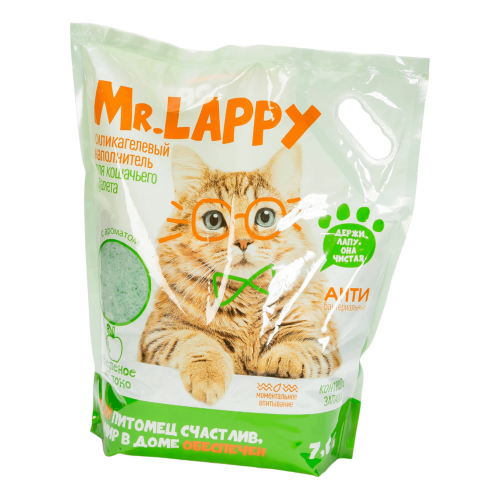 Mr Lappy Силикагелевый наполнитель Зеленое яблоко 3,8 л