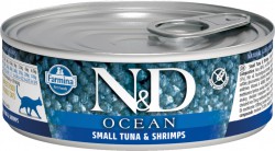 Farmina N&D Cat Ocean TUNA & SHRIMP ADULT WET FOOD - Тунец и креветки. Полнорационный влажный корм для взрослых кошек (банка 80 г.)