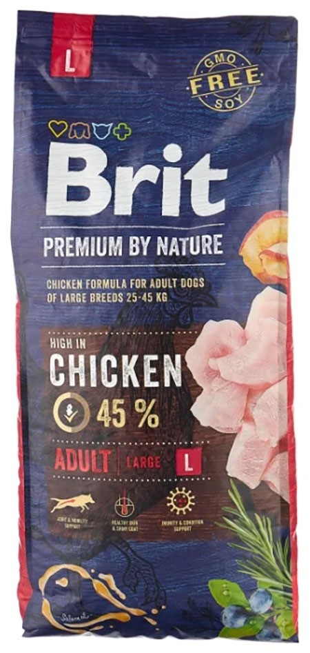 Brit Premium (Брит Премиум) Сухой корм для взрослых собак крупных пород с курицей 15 кг