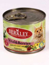 Berkley (Беркли) - Корм для кошек №6 с Телятиной и Лесными ягодами