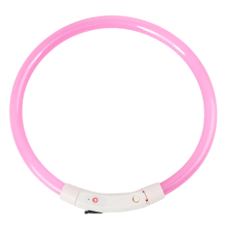 Ошейник светящийся для собак USB розовый 56 см