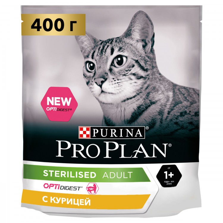 Purina Pro Plan (Пурина Про План) Sterilised Delicate Сухой корм для кастрированных котов и стерилизованных кошек с курицей 400 г
