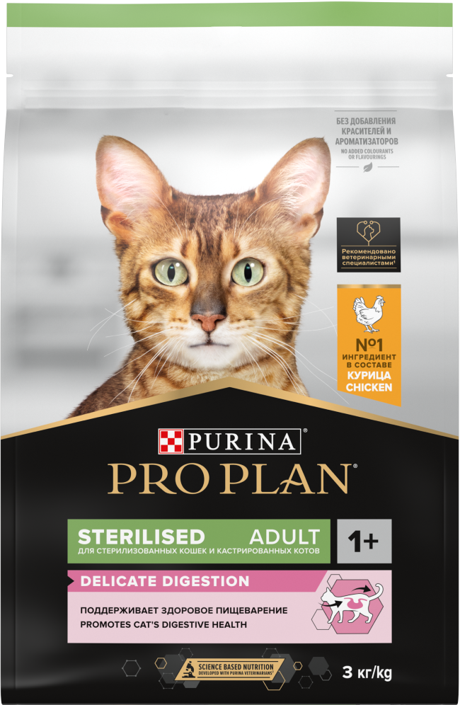 Purina Pro Plan (Пурина Про План) Sterilised Delicate Сухой корм для кастрированных котов и стерилизованных кошек с курицей 400 г