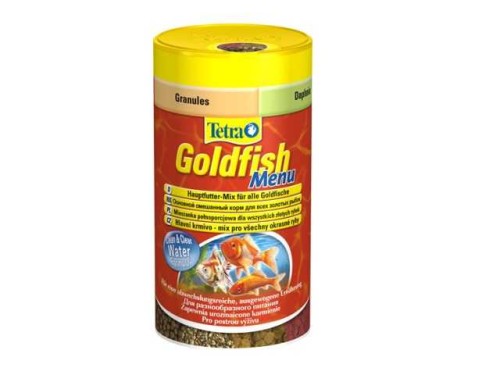 Tetra (Тетра) GoldFish Menu - Корм для Золотых Рыбок (Чипсы, Гранулы, Хлопья, Дафнии) 62 г/250 мл