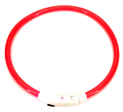 Ошейник светящийся для собак USB красный 56 см