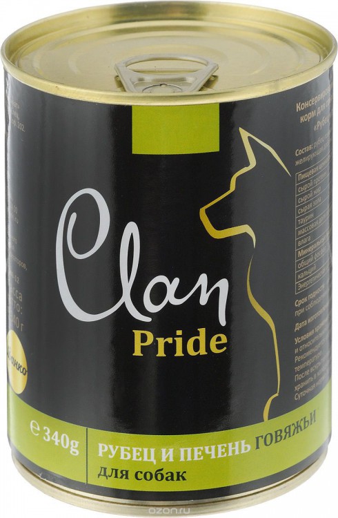 Clan Pride (Клан Прайд) - Консервы для собак Рубец и печень говяжья 340 г