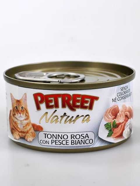 Petreet (Петрит) - Корм для кошек Кусочки розового Тунца с рыбой Дорада (Банка)