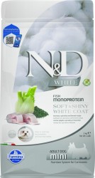 Farmina N&D (Фармина НД) White Mini Сухой беззерновой корм для взрослых собак мелких пород с белой шерстью, с сибасом, спирулиной и фенхелем 2 кг