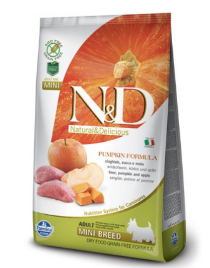 Farmina N&D (Фармина НД) Pumpkin Mini Сухой беззерновой корм для взрослых собак мелких пород с кабаном, яблоками и тыквой 7 кг