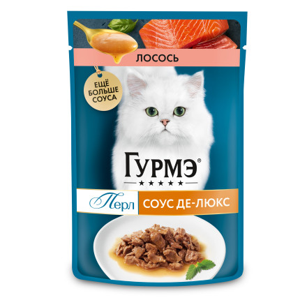 Purina Gourmet Perle (Пурина Гурмэ перле) Соус-Де-Люкс Пауч для кошек с лососем в соусе 75 г