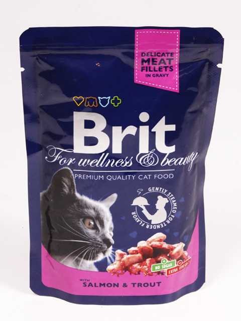 Brit Premium (Брит Премиум) Пауч для взрослых кошек с лососем и форелью 85 г 5 шт