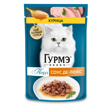 Purina Gourmet Perle (Пурина Гурмэ перле) Соус-Де-Люкс Пауч для кошек с курицей в соусе 75 г