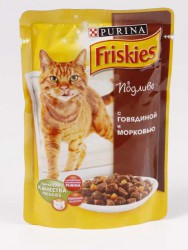 Friskies (Фрискис) Adult - Корм для кошек с Говядиной и Морковью в Подливе