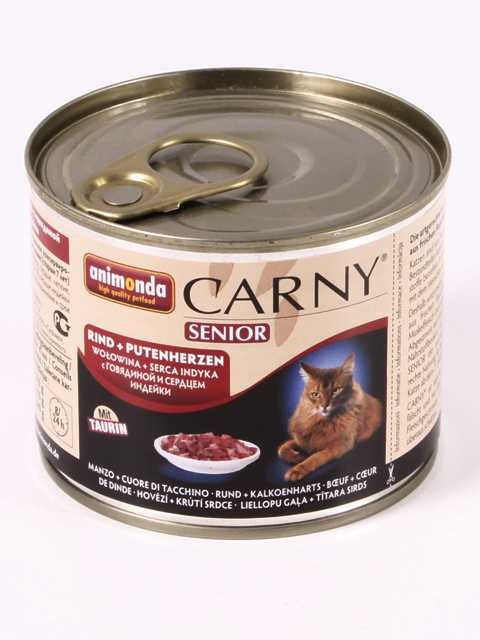 Animonda (Анимонда) Carny Senior - Корм для пожилых кошек с Говядиной и Сердцем индейки. (Банка)
