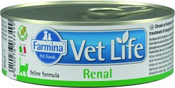 Farmina Vet Life Renal WET FOOD FELINE - Полнорационный диетический влажный корм для кошек, разработанный для поддержания функции почек при почечной недостаточности (банка 85 г.)
