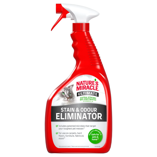 Natures Miracle Уничтожитель пятен и запахов для кошек с максимальным эффектом, спрей 946мл