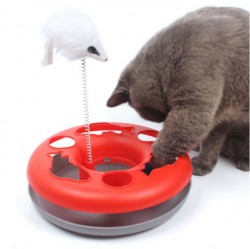 Интерактивная игрушка для кошек "Трек с мышкой на пружине и мячиками в диске"