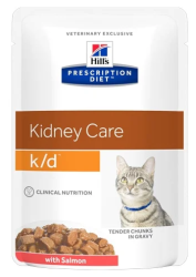 Hills (Хиллс) Prescription Diet k/d Feline - Корм для кошек при Почечной недостаточности с Лососем (Пауч) 12 шт