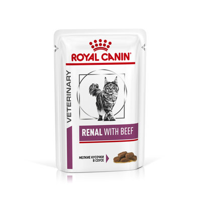 Royal Canin (Роял Канин ) Renal Feline Beef - Диетический корм с Говядиной при почечной недостаточности (Пауч) 12 шт