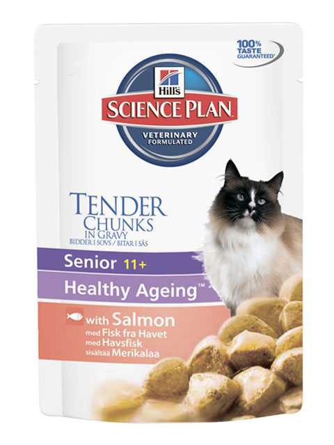 Hills (Хиллс) Science Plan Feline Senior 11+ Healthy Ageing - Корм для пожилых кошек 11+ с Лососем (Пауч)