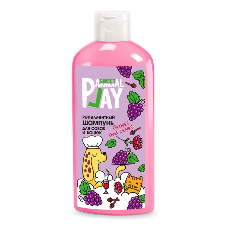 Animal Play (Энимал Плэй) Sweet Шампунь для собак и кошек антипаразитарный Виноград и гвоздика 300 мл
