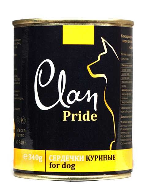 Clan Pride (Клан Прайд) Консервы для собак Сердечки куриные 340 г
