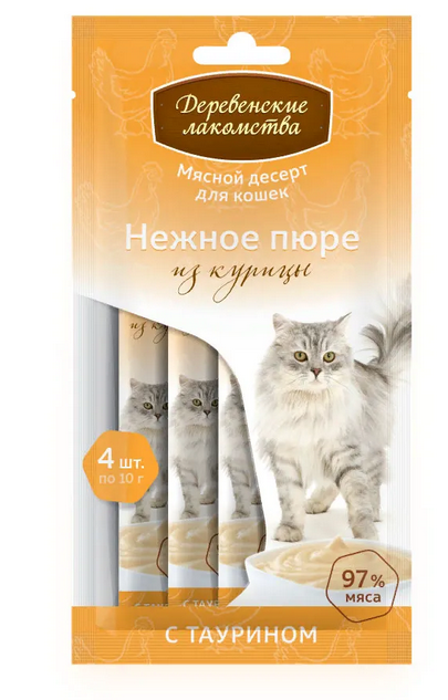 Деревенские лакомства для кошек Нежное пюре из курицы 40 г