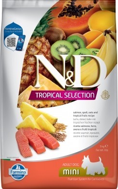 Farmina N&amp;D (Фармина НД) Tropical Selection Mini Сухой низкозерновой корм для взрослых собак мелких пород с лососем, спельтой и тропическими фруктами 1,5 кг